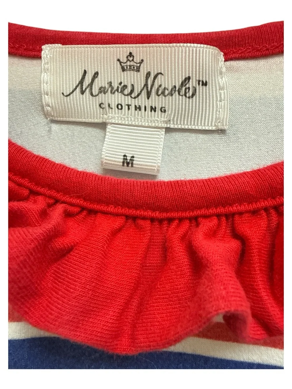 Marie Nicole Clothing 4th of July Patriotic Star Striped Ruffle Dress